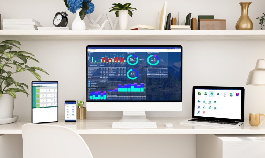 En PC med Xledger dashboard. Foto