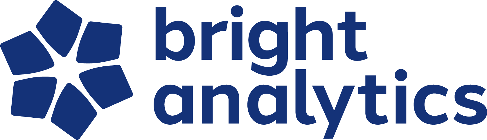 BrightAnalytics skrevet i blå tekst med en blå stjerne illustrasjon Logo Xledger Integrasjon