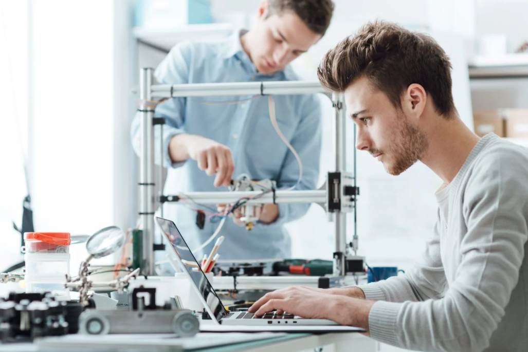 man on computer in lab