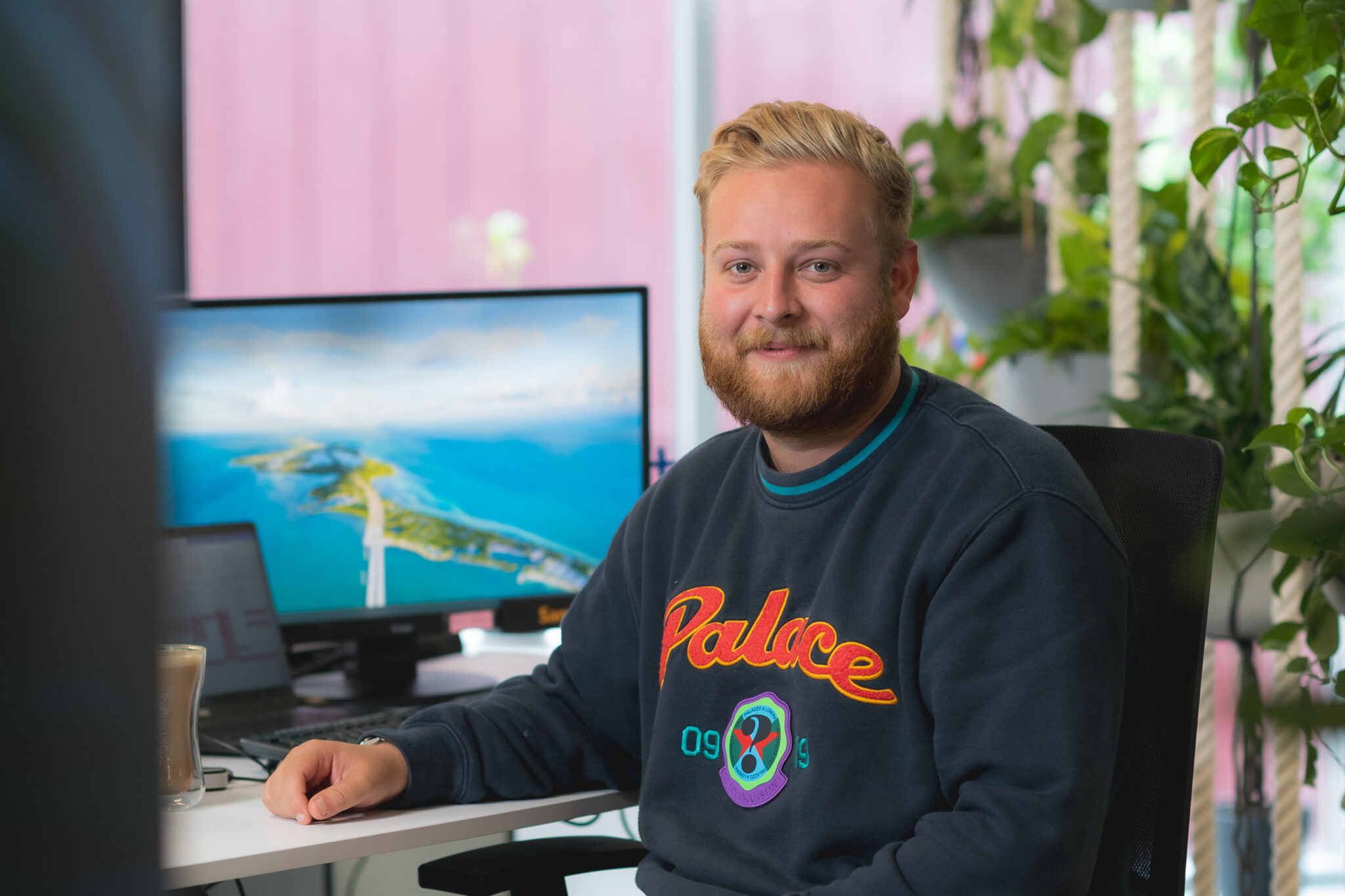 man on computer
