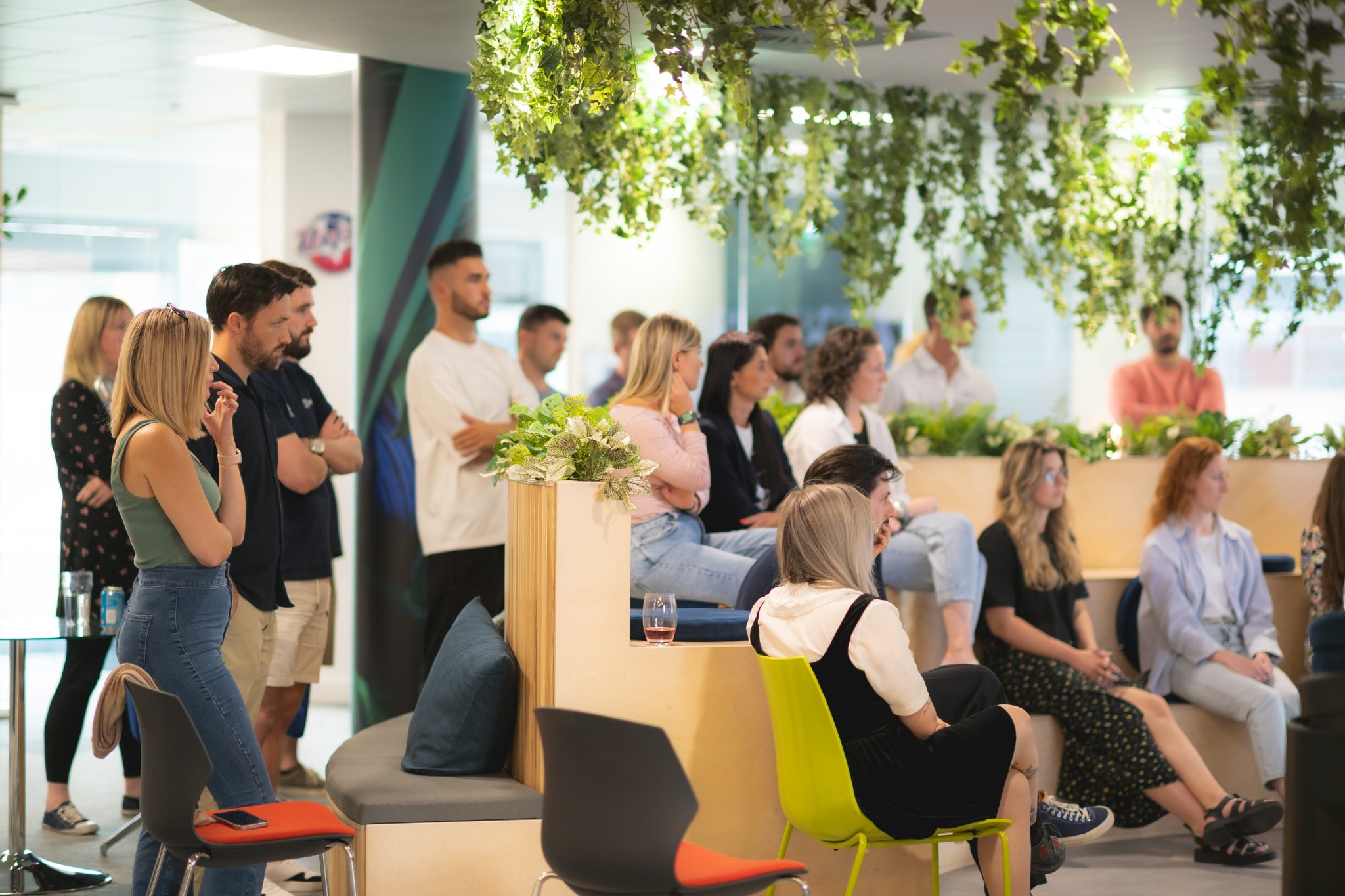 Xledger UK team surrounding the office town hall