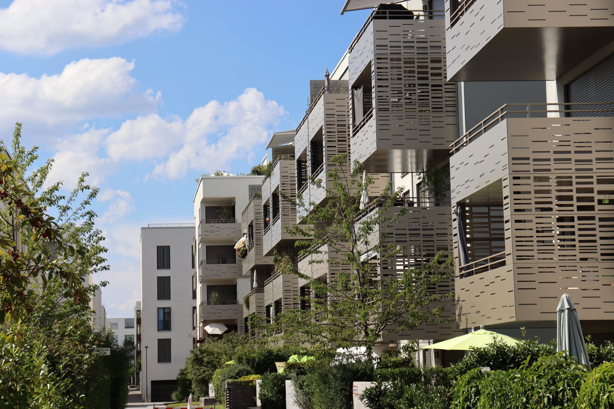 Eco houses with a blue sky