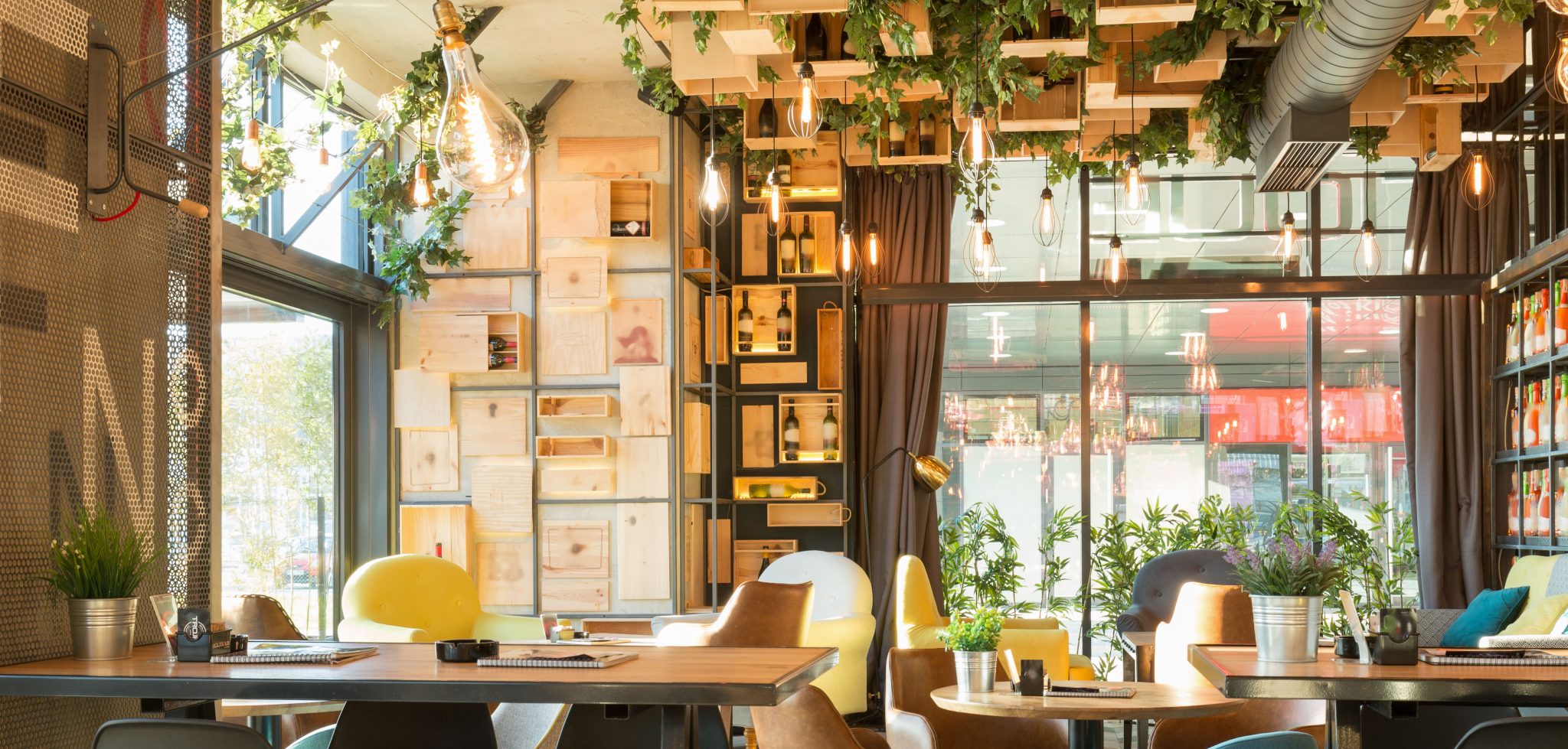 Restaurant setting with tables and chairs