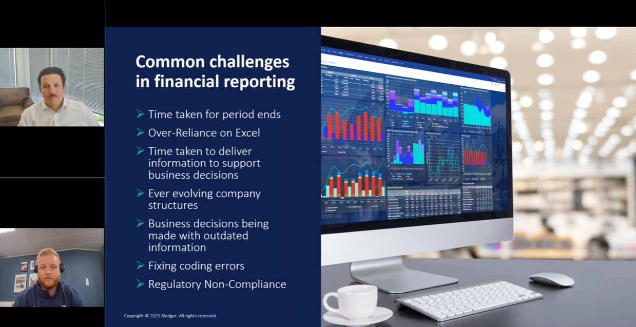 Screenshot of Samuel Dodge and Dave Tillen during an Xledger Housing Association webinar