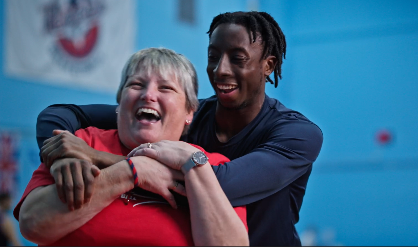 Bristol Flyers player and a volunteer